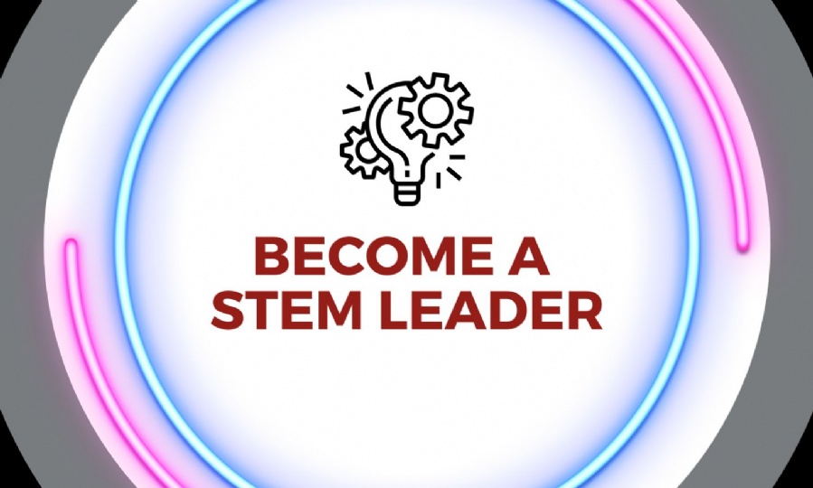 become a stem leader with vector of lightbulb and two cogs